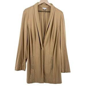 J. Jill Ponte Knit Cardigan Blazer Jacket Caramel Tan‎ Women XL Tall One Button